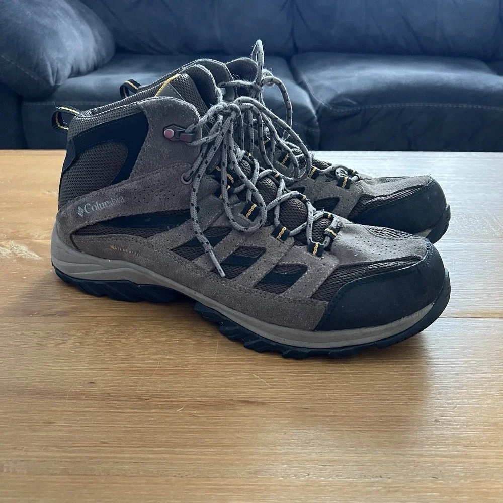 Columbia Crestwood Mid Waterproof Hiking Boots Gray Men's Size 11 Outdoor